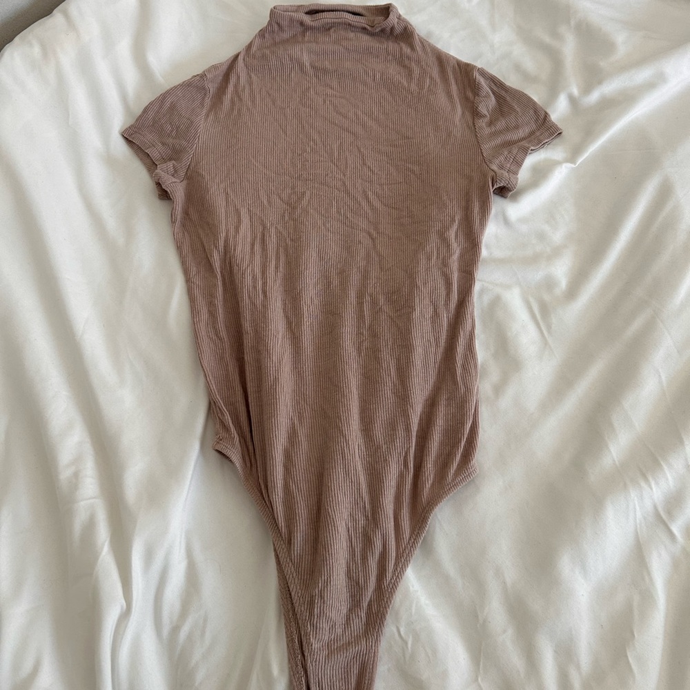 High Neck Beige Bodysuit